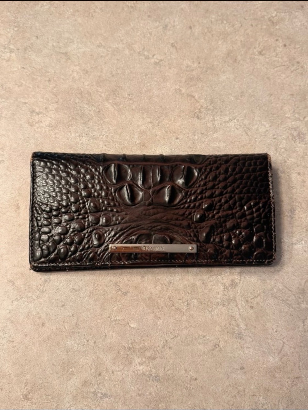 Brahmin Brown Croc-Embossed Leather Long Wallet